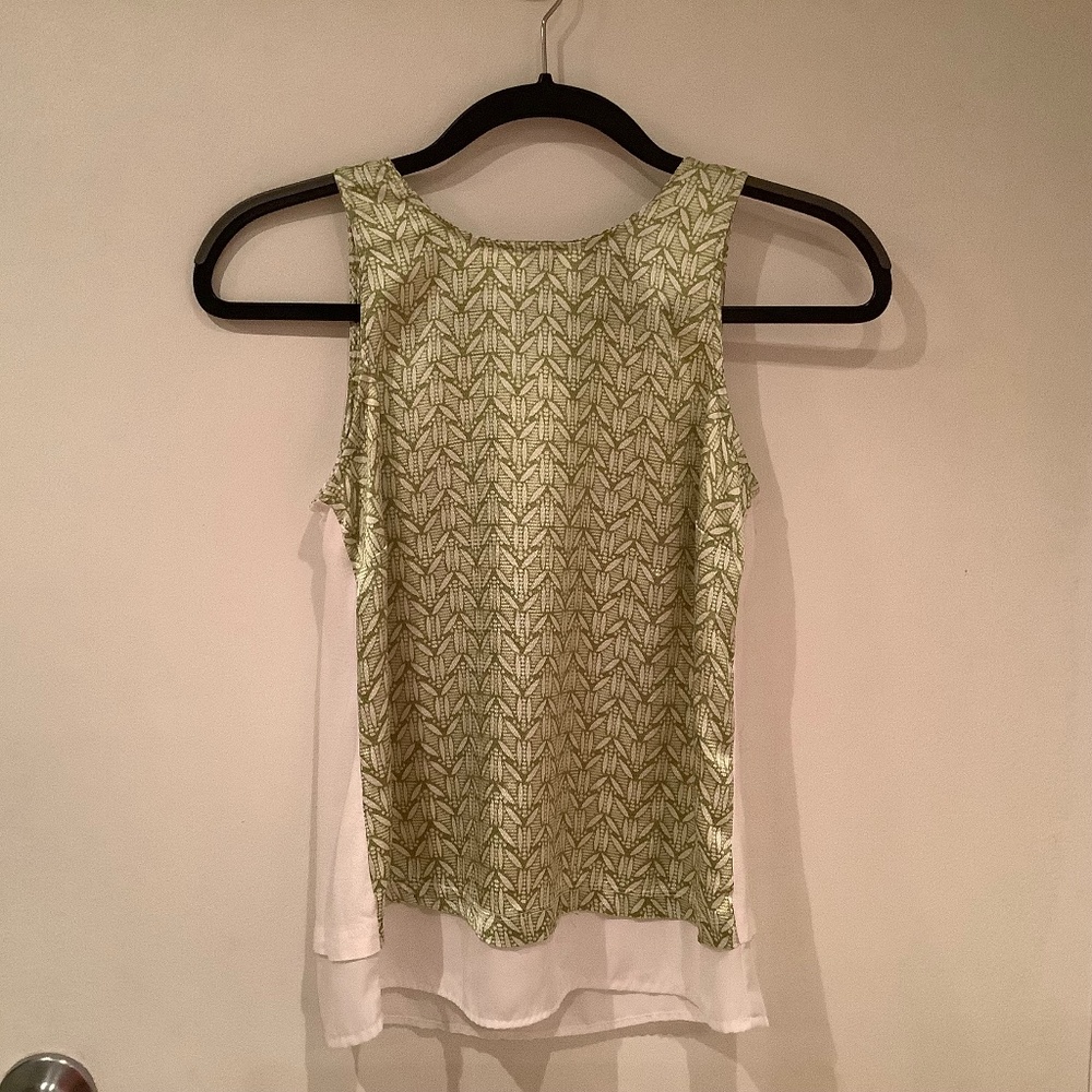 THE LIMITED Green and White Sleeveless Top  Size XS